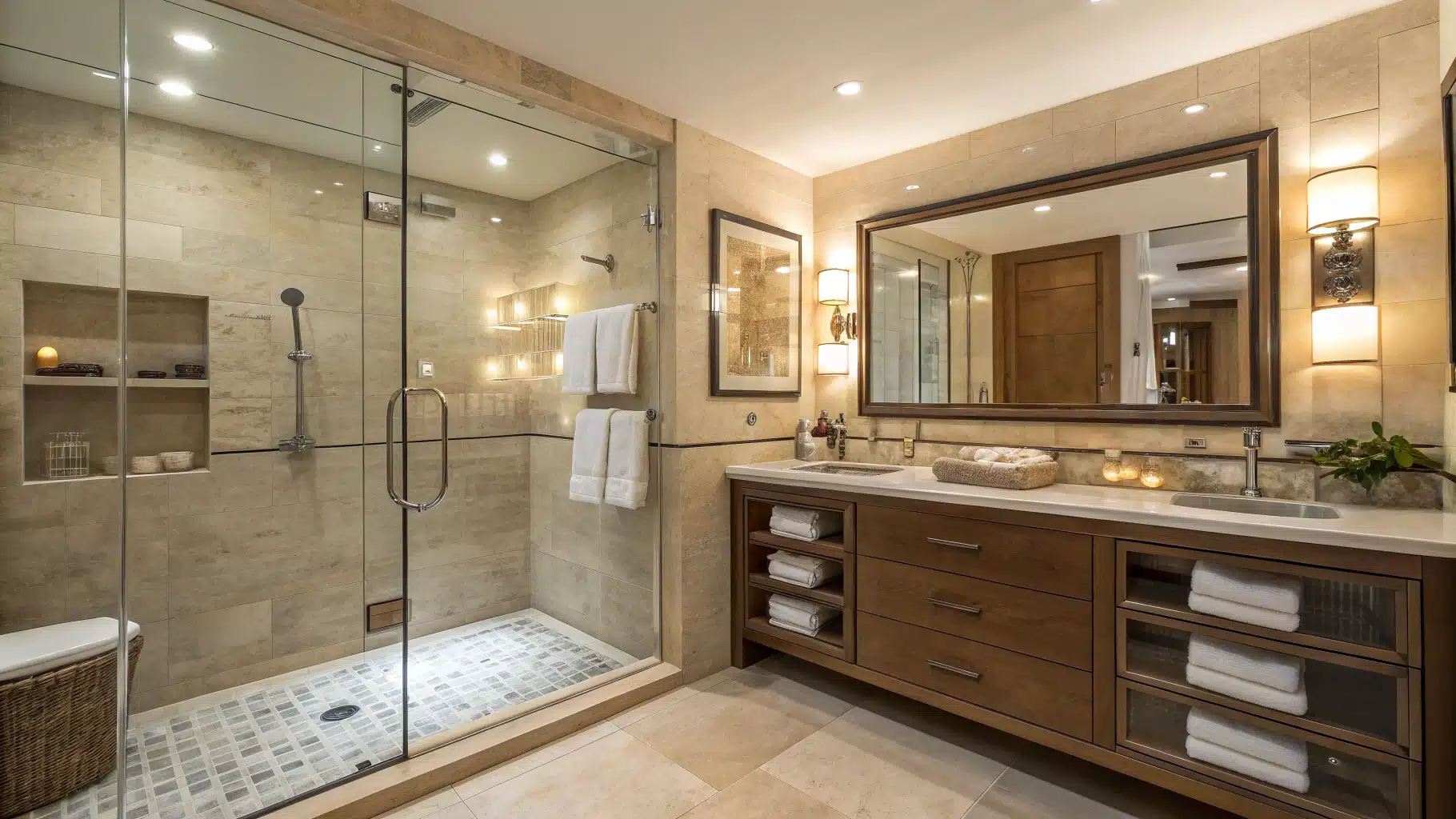 une salle de bain avec une douche